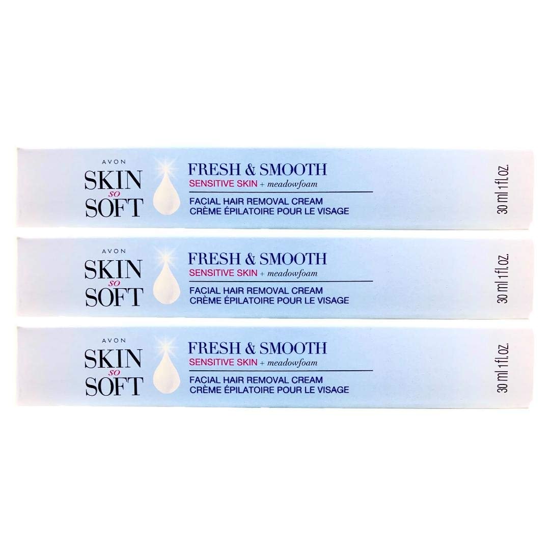 Avon Skin So Soft Fresh & Smooth Sensitive Skin Facial Hair Removal Cream - 3 Pack Avelisse