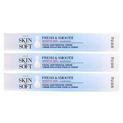 Avon Skin So Soft Fresh & Smooth Sensitive Skin Facial Hair Removal Cream - 3 Pack Avelisse