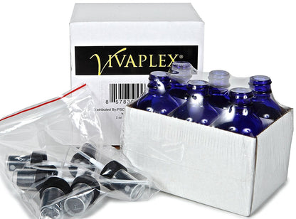 Vivaplex 6-Pack 2 oz Cobalt Blue Glass Bottles with Black Fine Mist Sprayers