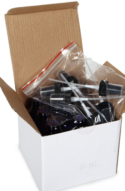 Vivaplex 6-Pack 2 oz Cobalt Blue Glass Bottles with Black Fine Mist Sprayers