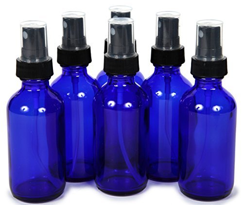 Vivaplex 6-Pack 2 oz Cobalt Blue Glass Bottles with Black Fine Mist Sprayers - görsel 2