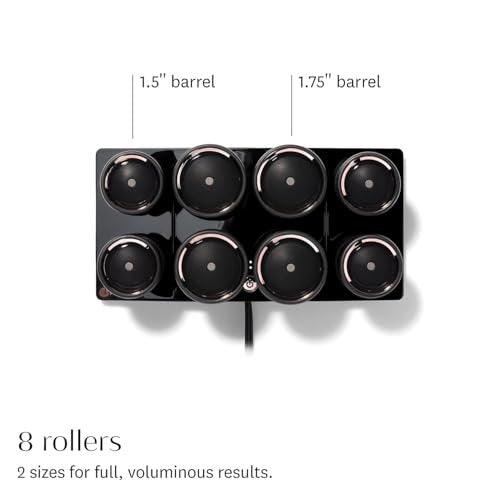 T3 Volumizing Hot Rollers LUXE - Premium Hair Curler Set for Long-Lasting Volume, Body & Shine (8 Rollers: 4 XL 1.75" & 4 Large 1.5") Avelisse