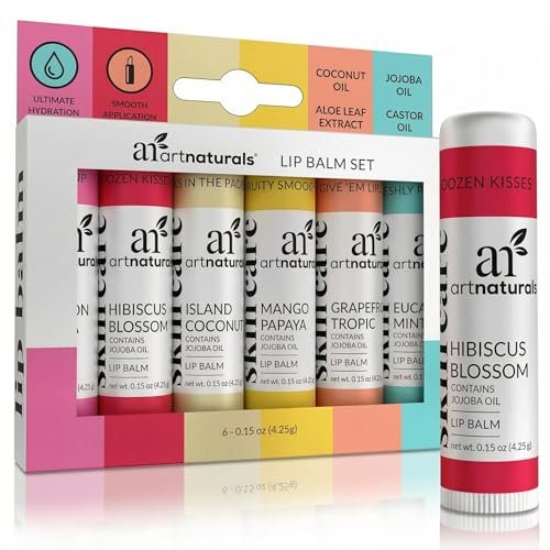 ArtNaturals Beeswax Lip Balm Gift Set – 6 Pack Assorted Flavors with Coconut Oil, Aloe & Jojoba Oil – Hydrating, Nourishing, Natural Lip Care - görsel 2