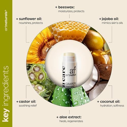 ArtNaturals Beeswax Lip Balm Gift Set – 6 Pack Assorted Flavors with Coconut Oil, Aloe & Jojoba Oil – Hydrating, Nourishing, Natural Lip Care