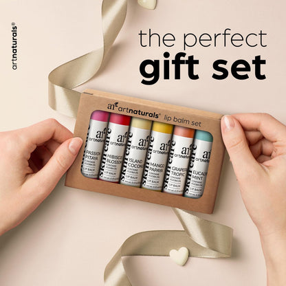 ArtNaturals Beeswax Lip Balm Gift Set – 6 Pack Assorted Flavors with Coconut Oil, Aloe & Jojoba Oil – Hydrating, Nourishing, Natural Lip Care