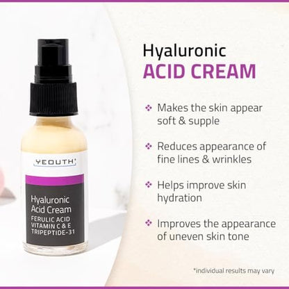 YEOUTH Hyaluronic Acid Moisturizer Face Cream with Vitamin C & E, Ferulic Acid & Tripeptide 31 – Hydrating Face Moisturizer for Dry & Dull Skin, 1 oz