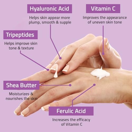 YEOUTH Hyaluronic Acid Moisturizer Face Cream with Vitamin C & E, Ferulic Acid & Tripeptide 31 – Hydrating Face Moisturizer for Dry & Dull Skin, 1 oz - görsel 10
