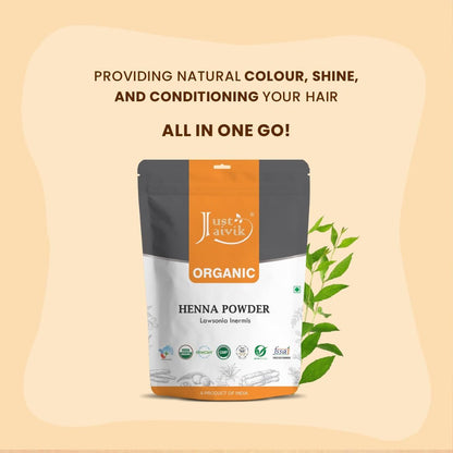 Just Jaivik 100% Natural USDA Certified Organic Henna Powder for Hair - 227g (0.5 lb / 8 oz) - No Chemicals or Additives