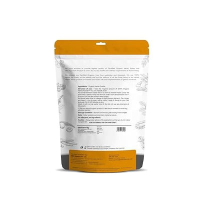 Just Jaivik 100% Natural USDA Certified Organic Henna Powder for Hair - 227g (0.5 lb / 8 oz) - No Chemicals or Additives