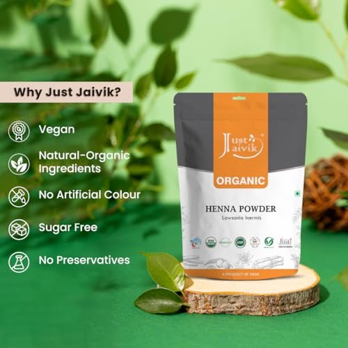 Just Jaivik 100% Natural USDA Certified Organic Henna Powder for Hair - 227g (0.5 lb / 8 oz) - No Chemicals or Additives - görsel 12