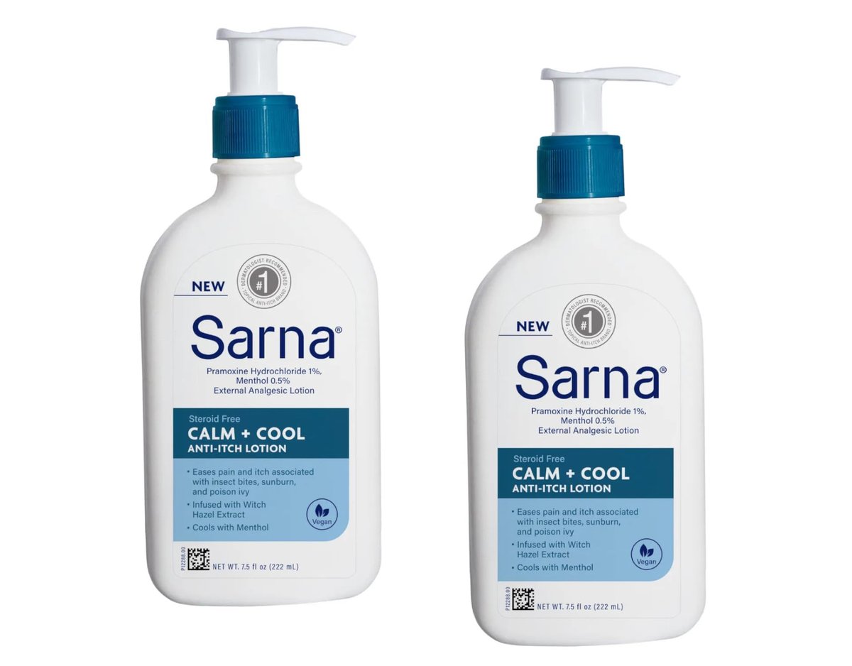 Sarna Calm + Cool Anti-Itch Lotion 7.5 Fl. Oz. (Pack of 2) Avelisse