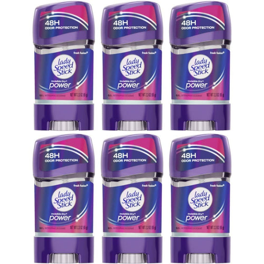Lady Speed Stick 48HR Antiperspirant Deodorant Gel Fresh Fusion 2.30 oz (Pack of 6) Avelisse