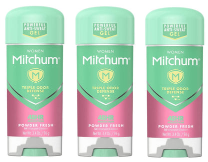 Mitchum For Women Anti-Perspirant Deodorant Clear Gel Powder Fresh, 3.4 oz (Pack of 3) Avelisse