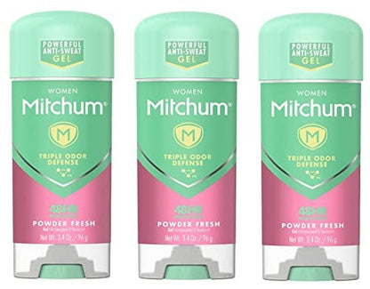 Mitchum For Women Anti-Perspirant Deodorant Clear Gel Powder Fresh, 3.4 oz (Pack of 3) Avelisse