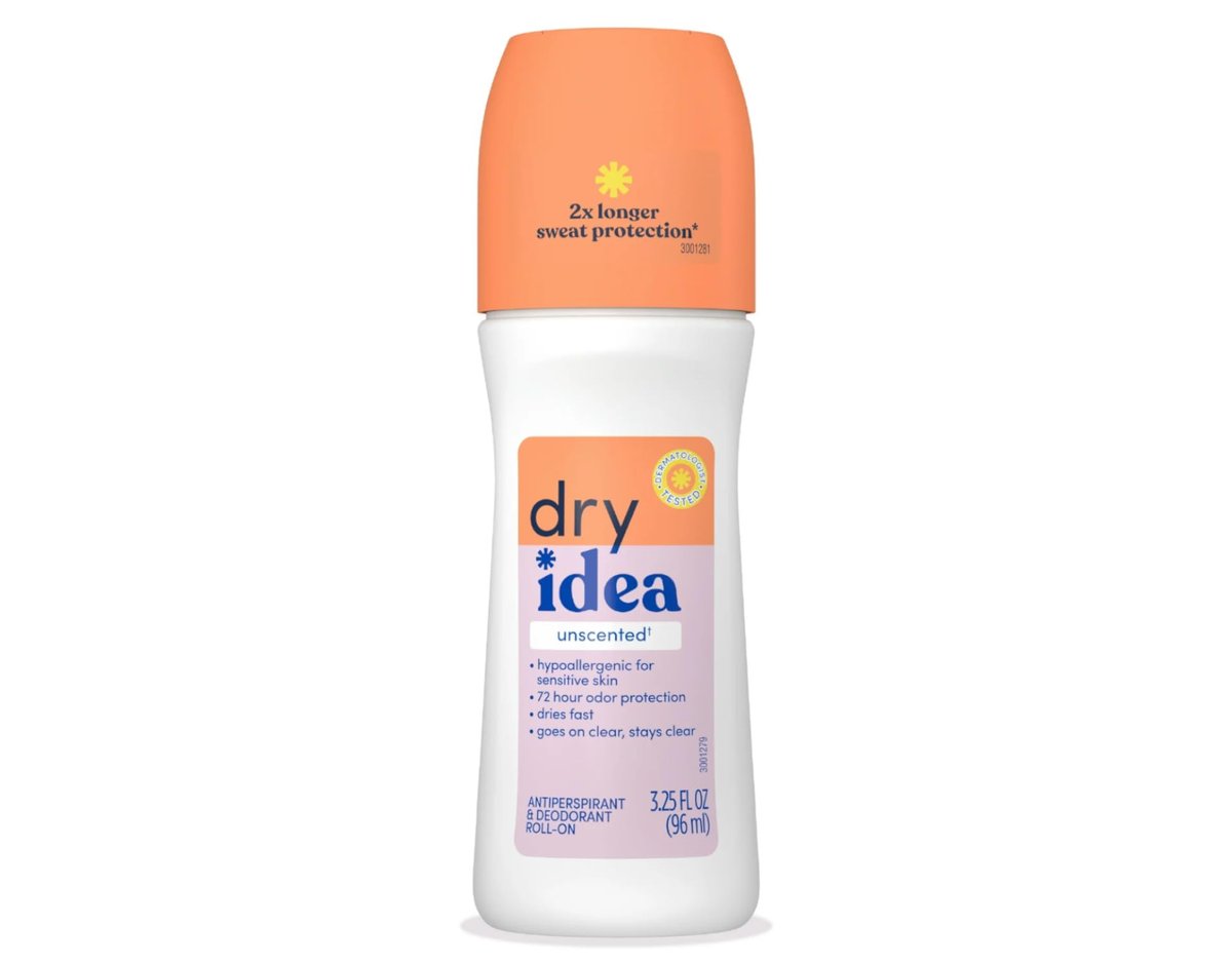 Dry Idea Unscented Roll-On Antiperspirant Deodorant, 3.25 oz (Pack of 10) - görsel 1