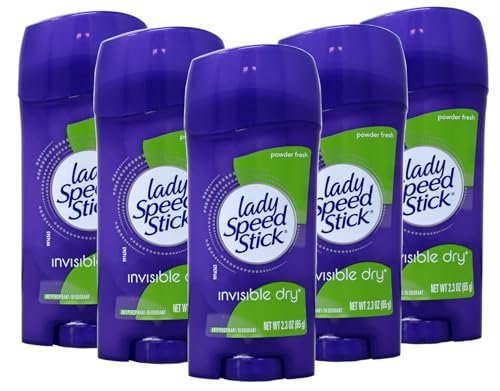 Lady Speed Stick Antiperspirant Deodorant Invisible Dry Powder Fresh 2.3 oz (Pack of 5) Avelisse