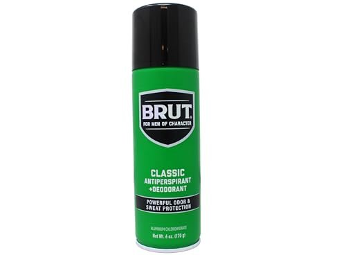 Brut Classic Anti-Perspirant Deodorant Spray, 6 oz (Pack of 4) – Long-Lasting Odor & Wetness Protection for Men Avelisse