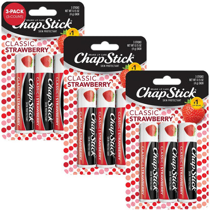ChapStick Classic Strawberry Lip Balm, 9-Count – Tinted Lip Moisturizer, Juicy & Sweet Flavor Avelisse