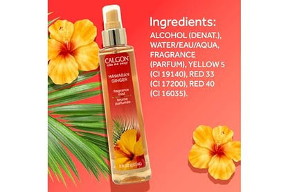 Calgon Hawaiian Ginger Fragrance Body Mist - 8 oz (Pack of 3) | Exotic Tropical Scent Avelisse