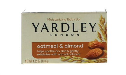 Yardley London Oatmeal Almond Bath Bar 4oz - Pack of 2, Moisturizing Solid Soap for Gentle Cleansing Avelisse