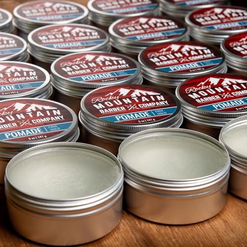 Rocky Mountain Barber Company Pomade for Men – 5 oz Tub Classic Water Based Pomade with Strong Firm Hold & High Shine Avelisse