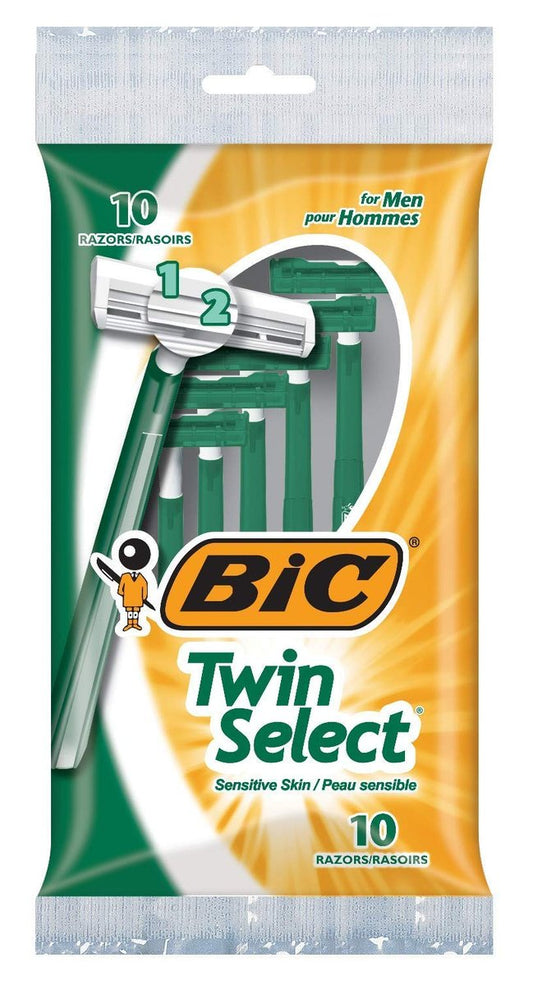 BIC Twin Select Sensitive Disposable Razors for Men, 10 Count (Pack of 2) - 20 Razors Total