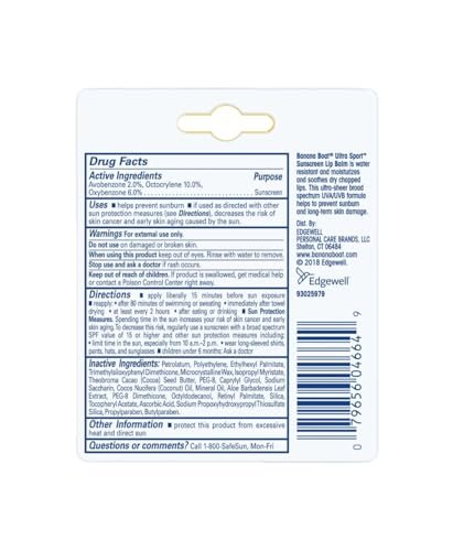 Banana Boat Sport Performance Sunscreen Lip Balm SPF 50, 0.15 oz (Pack of 8)