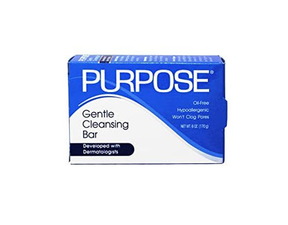 Purpose Gentle Cleansing Bar - Hypoallergenic, Sulfate-Free, Oil-Free Soap for Sensitive & Dry Skin - 6 oz (Pack of 6) Avelisse