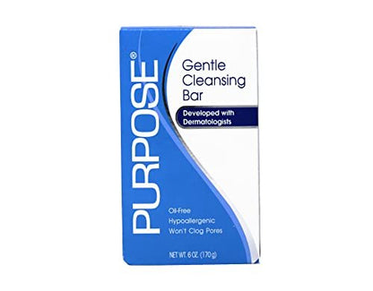Purpose Gentle Cleansing Bar - Hypoallergenic, Sulfate-Free, Oil-Free Soap for Sensitive & Dry Skin - 6 oz (Pack of 6) Avelisse