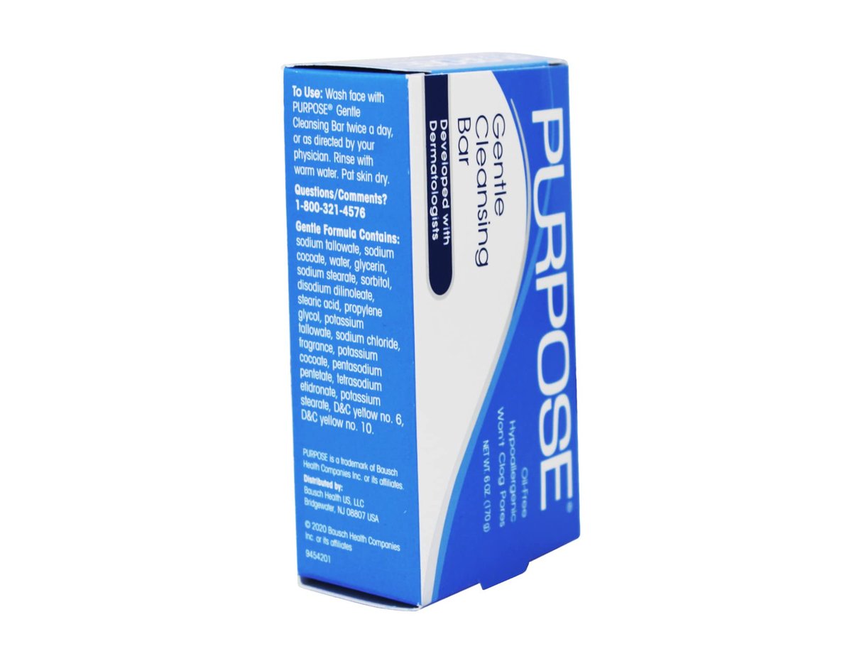 Purpose Gentle Cleansing Bar - Hypoallergenic, Sulfate-Free, Oil-Free Soap for Sensitive & Dry Skin - 6 oz (Pack of 6) Avelisse