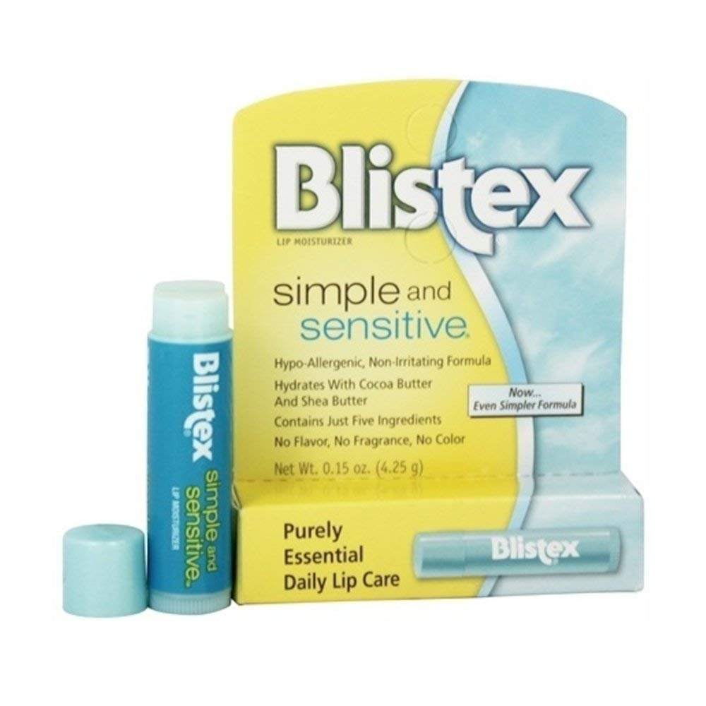Blistex Simple & Sensitive Lip Moisturizer - 0.15 oz (Pack of 4) - Gentle Care for Delicate Lips - görsel 1