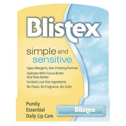 Blistex Simple & Sensitive Lip Moisturizer - 0.15 oz (Pack of 4) - Gentle Care for Delicate Lips
