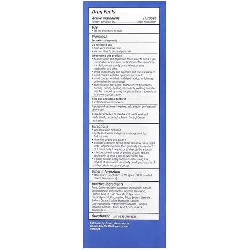 PanOxyl 4% Benzoyl Peroxide Acne Creamy Wash, 6 oz (Pack of 8) - Effective Acne Treatment Face & Body Wash - görsel 16