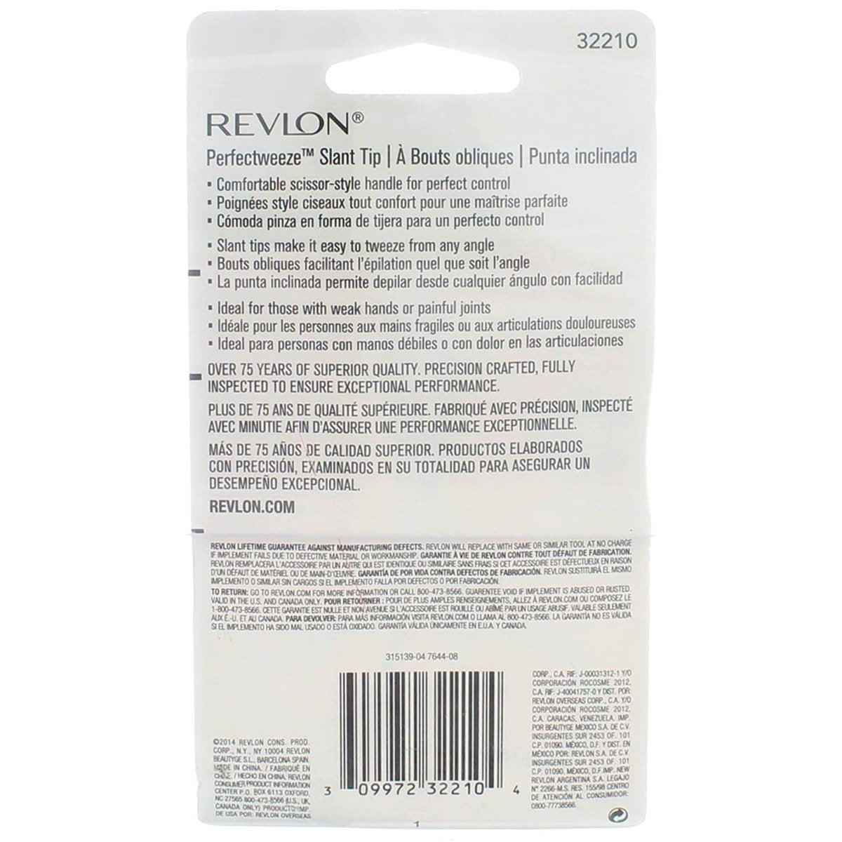 Revlon Perfectweeze Slant Tip Tweezer – Stainless Steel, Premium Precision Tweezers for Eyebrow Hair Removal (Pack of 3) Avelisse