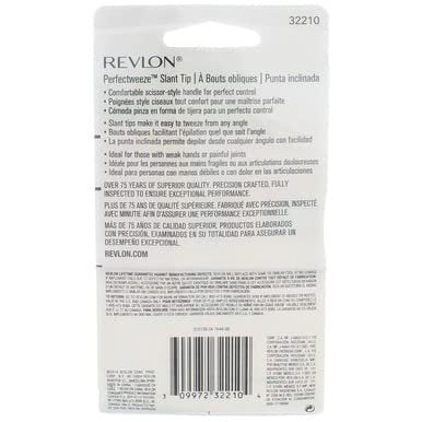 Revlon Perfectweeze Slant Tip Tweezer – Stainless Steel, Premium Precision Tweezers for Eyebrow Hair Removal (Pack of 3) Avelisse