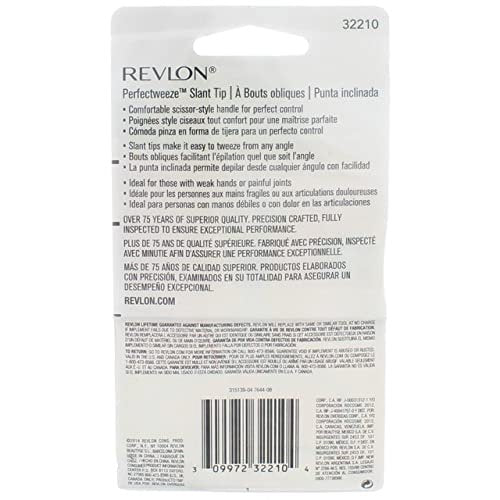 Revlon Perfectweeze Slant Tip Tweezer – Stainless Steel, Premium Precision Tweezers for Eyebrow Hair Removal (Pack of 3) Avelisse