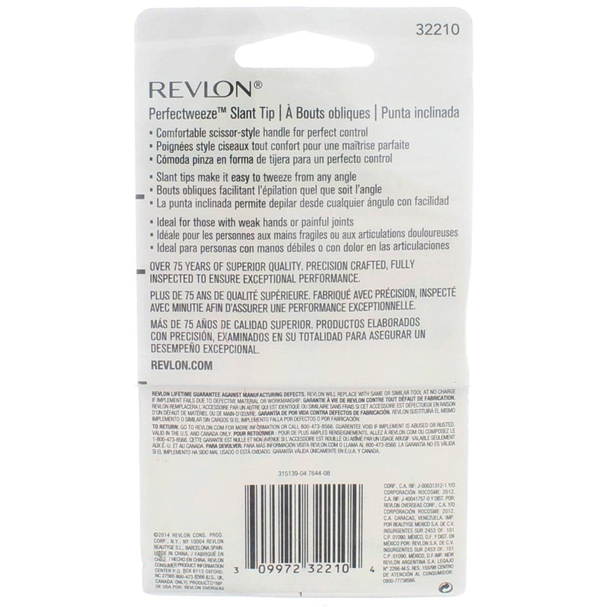 Revlon Perfectweeze Slant Tip Tweezer – Stainless Steel, Premium Precision Tweezers for Eyebrow Hair Removal (Pack of 3) Avelisse