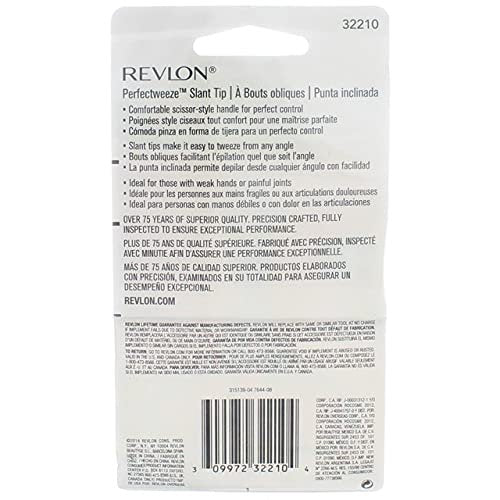 Revlon Perfectweeze Slant Tip Tweezer – Stainless Steel, Premium Precision Tweezers for Eyebrow Hair Removal (Pack of 3) Avelisse
