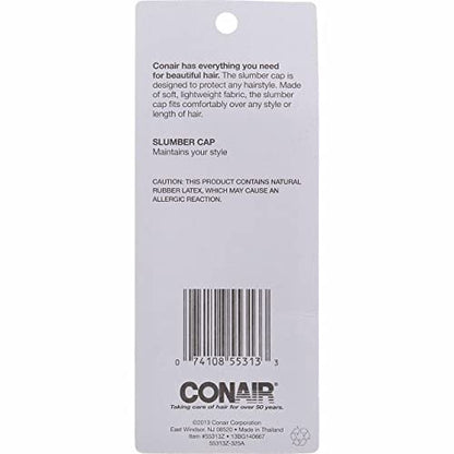 Conair Styling Essentials Slumber Cap - 3-Pack, Soft Fabric Shower Caps for Hair Protection
