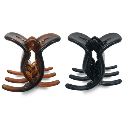 Scunci No-Slip Grip Chunky Jaw Clips - All-Day Hold, 2-Pack (Black & Tortoise)