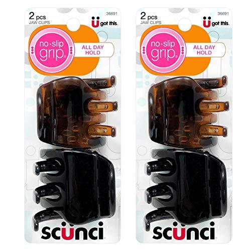 Scunci No-Slip Grip Chunky Jaw Clips - All-Day Hold, 2-Pack (Black & Tortoise) - görsel 2