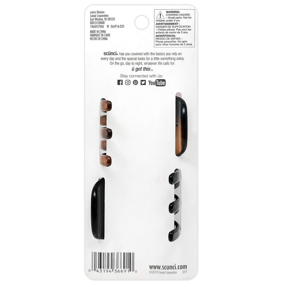 Scunci No-Slip Grip Chunky Jaw Clips - All-Day Hold, 2-Pack (Black & Tortoise) - görsel 9