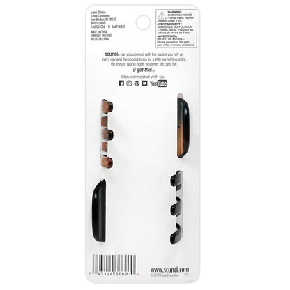 Scunci No-Slip Grip Chunky Jaw Clips - All-Day Hold, 2-Pack (Black & Tortoise)