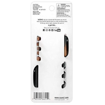 Scunci No-Slip Grip Chunky Jaw Clips - All-Day Hold, 2-Pack (Black & Tortoise)