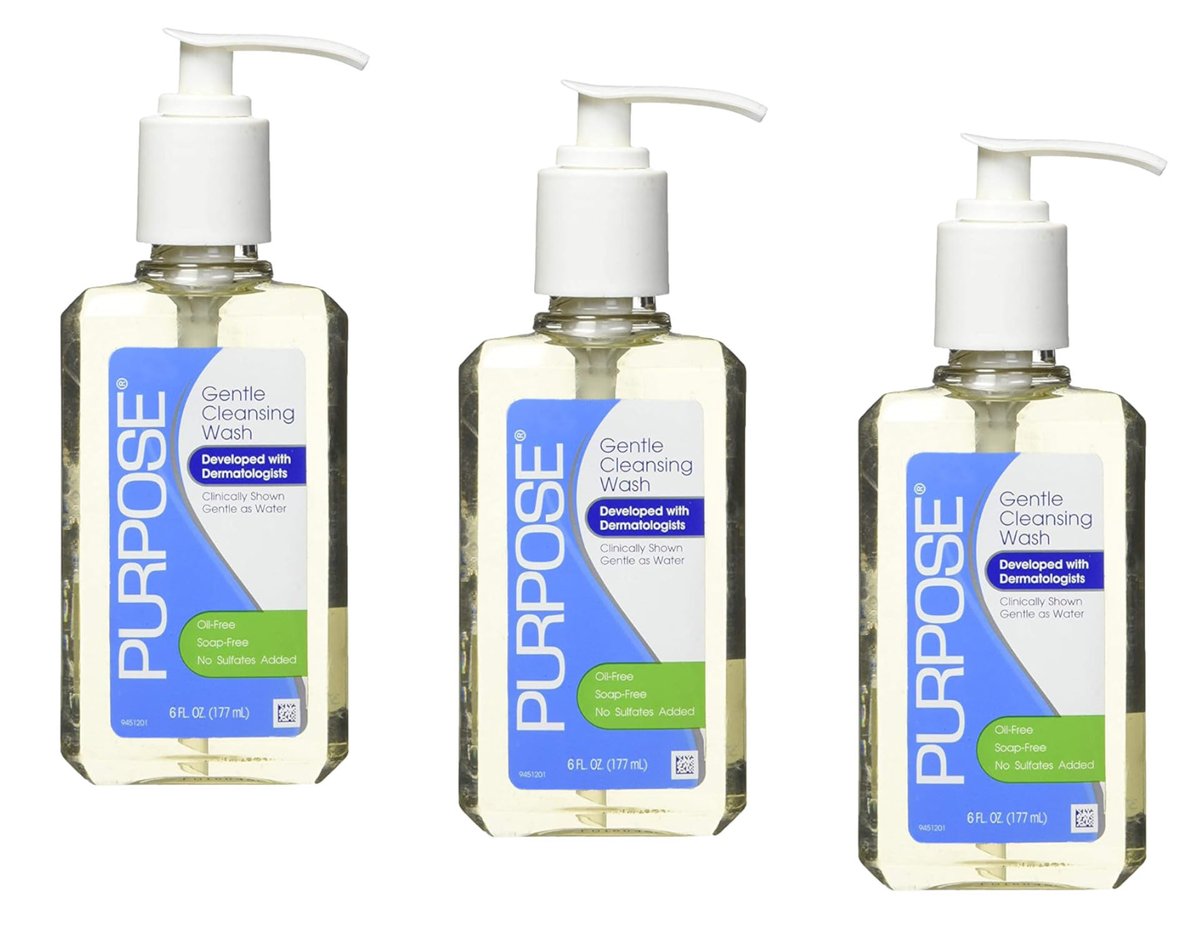 Purpose Gentle Cleansing Wash, Oil-Free, Soap-Free, No Sulfates Added, 6 FL OZ (Pack of 3) Avelisse