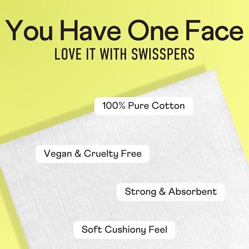 Swisspers Premium Facial Cleansing Pads, 100% Cotton, Ultra Soft, Extra Large, 50 Count (Pack of 3) - 150 Pads Total Avelisse