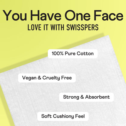 Swisspers Premium Facial Cleansing Pads, 100% Cotton, Ultra Soft, Extra Large, 50 Count (Pack of 3) - 150 Pads Total Avelisse
