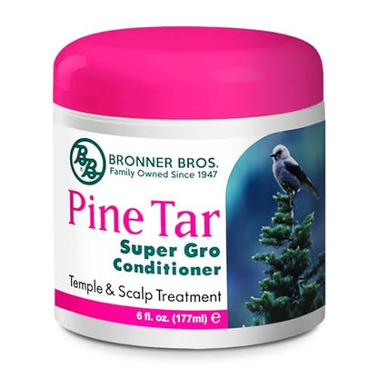 Bronner Bros BB Pine Tar Super Gro Conditioning Temple & Scalp Treatment - Soothes Dry, Itchy Scalp, Moisturizer & Deep Conditioner with Pine Tar, Salicylic Acid & Lanolin - 6 oz