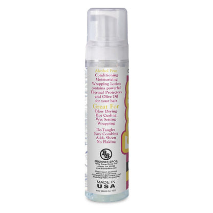 Bronner Bros BB Foam Wrap Lotion - Moisturizing Foaming Wrap with Olive Oil for Natural & Relaxed Hair - Alcohol-Free, No Flaking or Build-Up, Define Curls, Style Roller Sets & Finger Waves - 8 oz