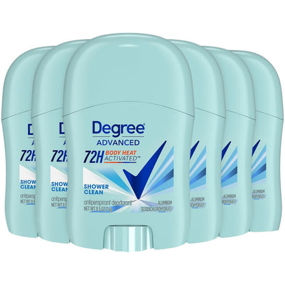 Degree Advanced Antiperspirant Deodorant, Shower Clean, 6-Pack, 0.5 oz Each, 72-Hour Protection for Women